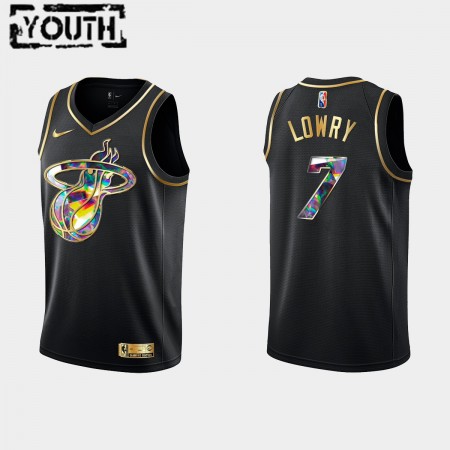 Maillot Basket Miami Heat Kyle Lowry 7 Nike 2021-22 Noir Golden Edition 75th Anniversary Diamond Swingman - Enfant